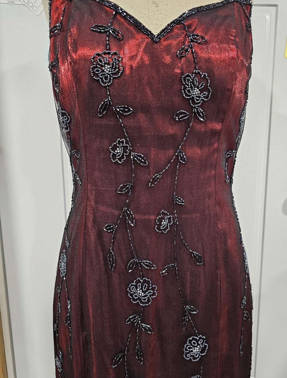 VINTAGE Alyce Designs Beaded Red And Black Gown - Picture 7 of 14